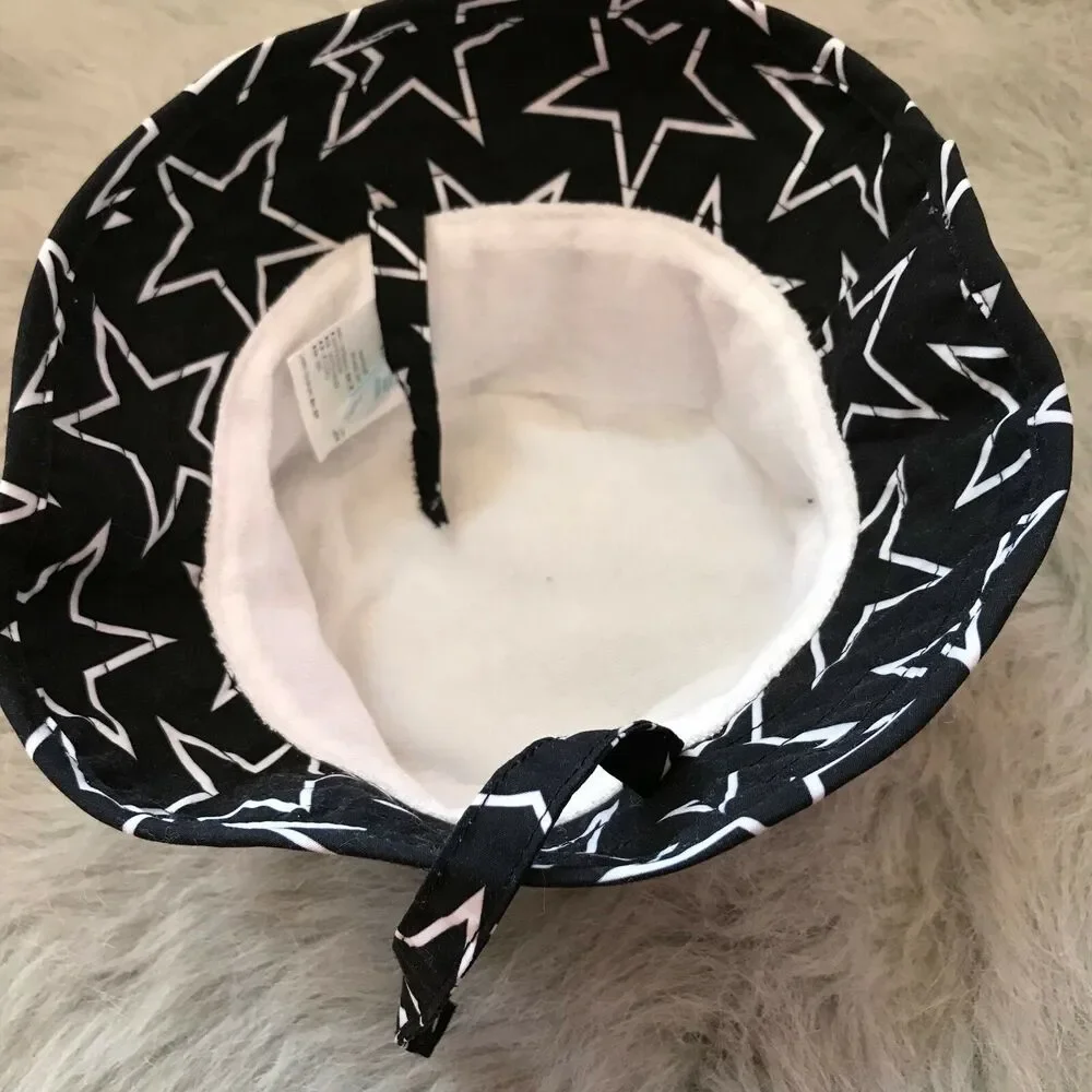 Old Navy Girls Boys Swim Hat Size 6-12 Months Black‎ White Stars Bucket NEW